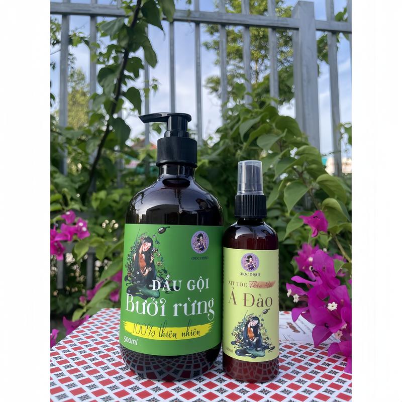 Combo nhanh mọc - Dầu gội bưởi rừng và Xịt Tóc tinh dầu bưởi ngừa gãy rụng, tóc chắc  khỏe mềm mượt Ả Đào Mộc Nhan ảđào dầugội