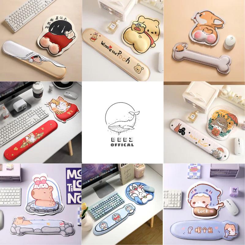 Lót chuột có đệm tay, Kê tay bàn phím cute hình capybara, shin, corgi, losto, doremon lót chuột có đệm tay chống mỏi tay và chai tay