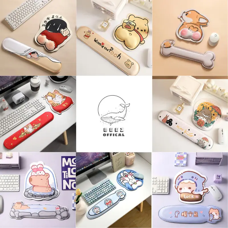 Lót chuột có đệm tay, Kê tay bàn phím cute hình capybara, shin, corgi, losto, doremon lót chuột có đệm tay chống mỏi tay và chai tay 0