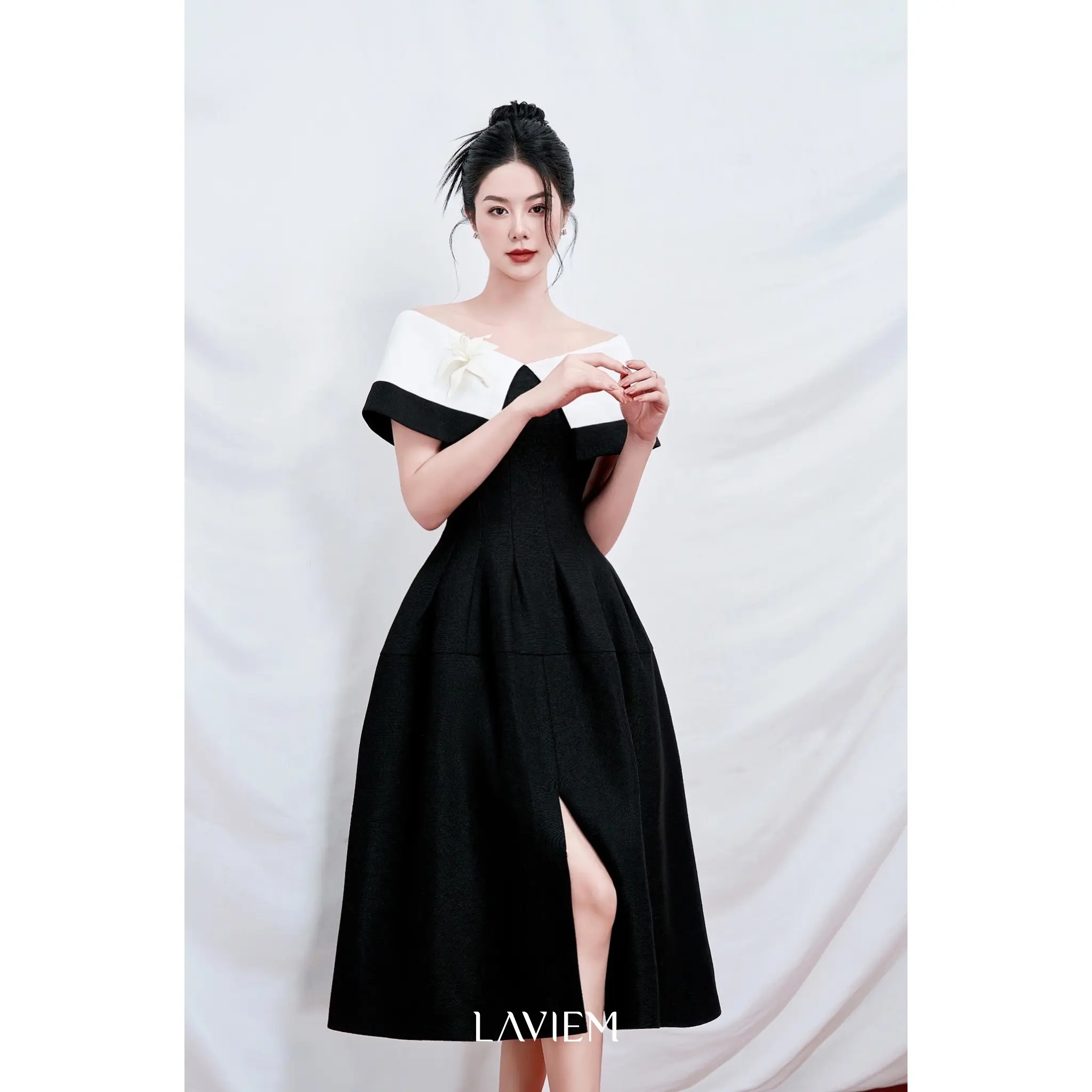 LAVIEM - Váy thiết kế trễ vai phối màu - Tessa Dress