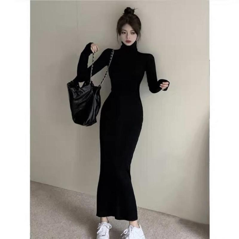  ĐÀM BODY CỔ LỌ ĐUÔI CÁ MAXI TÔN DÁNG VÁY ÔM BODY DÁNG DÀI THUN TĂM 