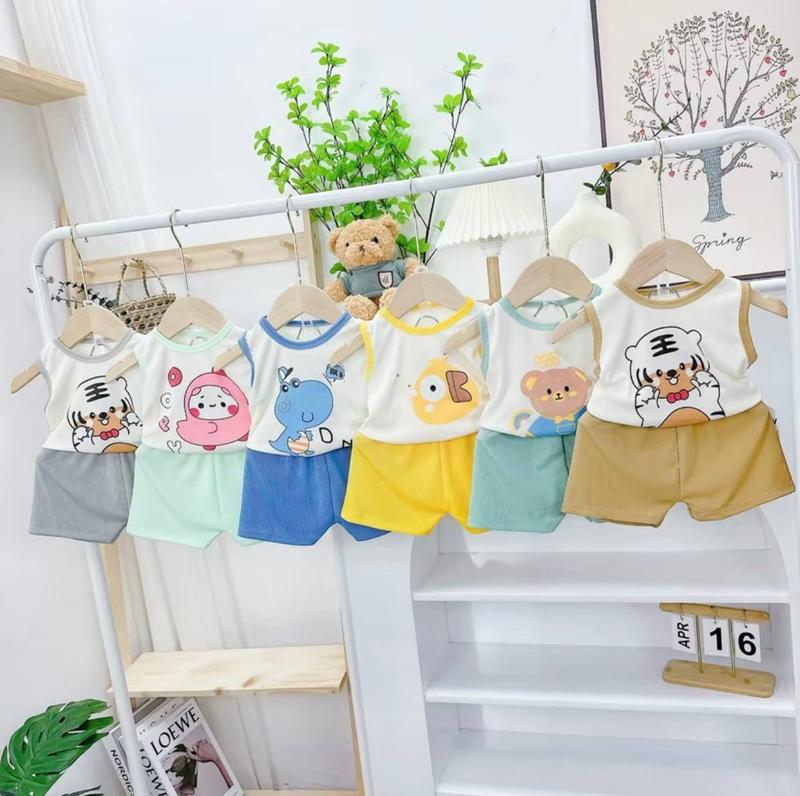 [3 bộ cộc tay] Bộ quần áo bé trai, bé gái mặc hè xinh yêu-Chất liệu thun tăm thoáng mát, thấm hút mồ hôi cho bé từ 5-16kg 3