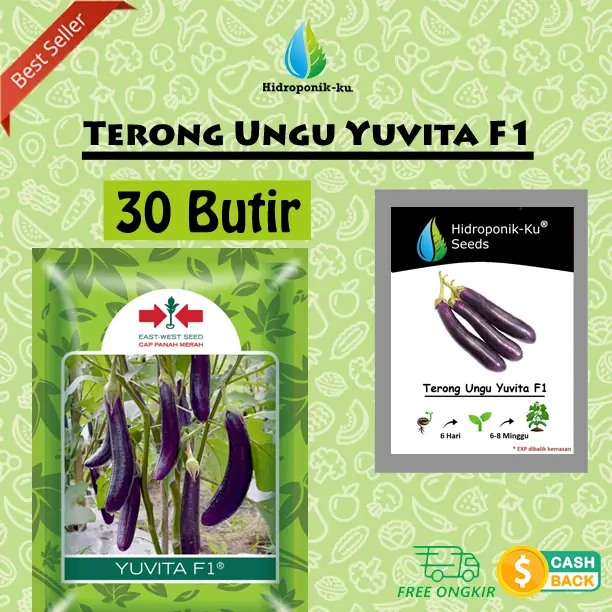Bibit / Benih Terong Ungu (30 Butir) Cap Panah Merah Hidroponik ku