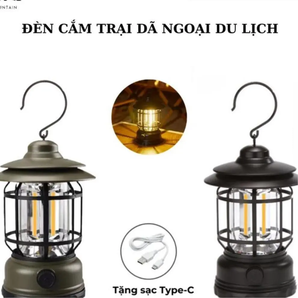 Đèn Bão, Đèn Dã Ngoại, Cắm Trại, Du Lịch - Dùng Pin Sạc USB Tích Điện 18650mAh - Có Thể Dùng Để Trang Trí - DCP10 Camping