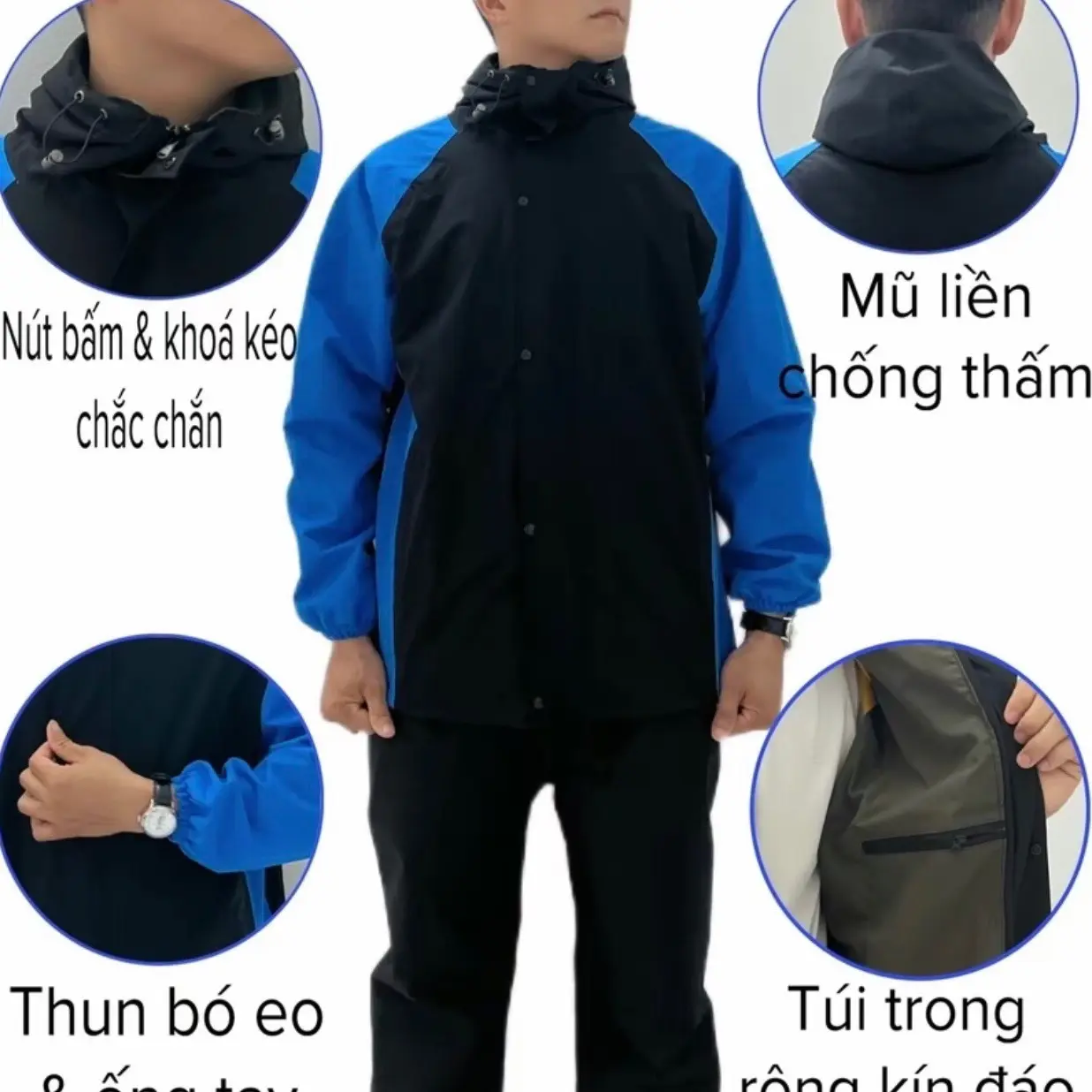 Bộ áo mưa Sport nam và nữ, dày dặn 2 lớp tráng nhựa, chống thấm nước, size S-XXL