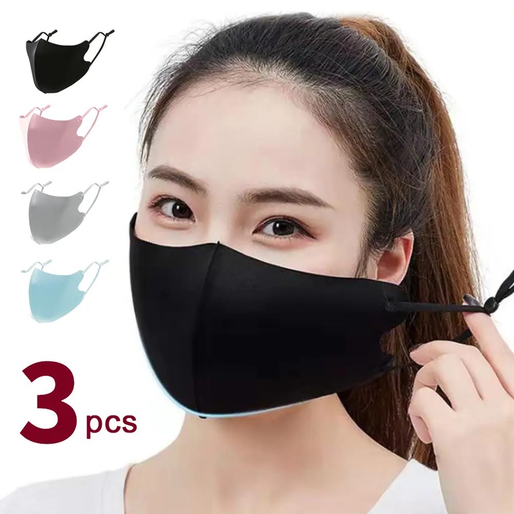 3 PCS Ice Silk Masks Washable Anti Dust Filter Mouth Face Mask For Adults #430205