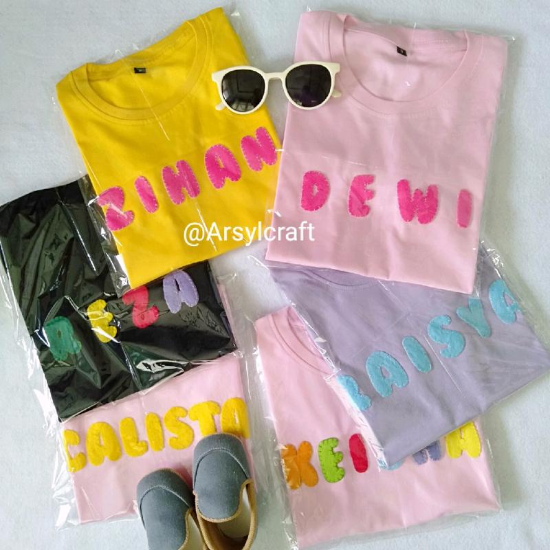 kaos nama anak bahan Katun kombad adem untuk anak laki-laki dan perempuan usia 0-13 tahun lengan pendek 5
