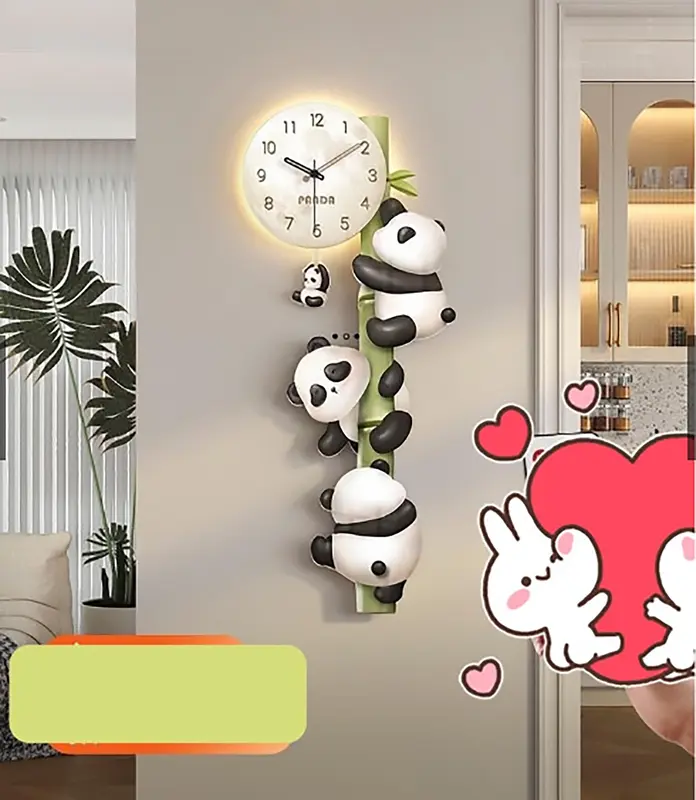 Đồng Hồ Treo Tường Gấu Trúc Lắc  Có LED Cute trang trí siêu dễ thương quà Tặng Tân Gia Decor Decor Phòng Decor Decor Phòng Tráng Gương 0