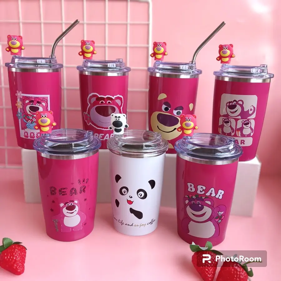 Termos Lotso Tumbler Minum Lotso Stainless 500ml Free Sedotan