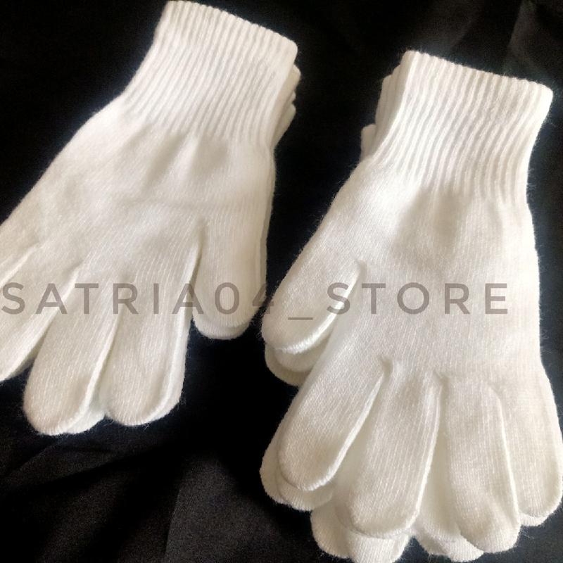 sarung tangan putih polos /paskibra cewek cowok Rajut 0