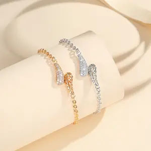 Desain Gelang Kristal Berlapis Emas Baja Tahan Karat Anti Luntur Aksesoris Perhiasan Fashion Wanita Dewasa LM824