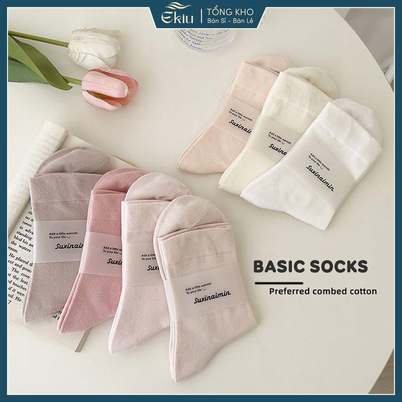 Tất vớ cổ cao chất liệu cotton thoáng khí, phong cách basic dễ phối đồ - Cherry…