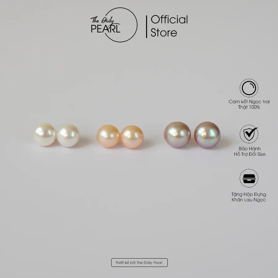 Bông nụ Mimi ngọc trai nước ngọt 4-10mm dáng bánh bao, độ sáng 5A kim cài bạc s925 cao cấp