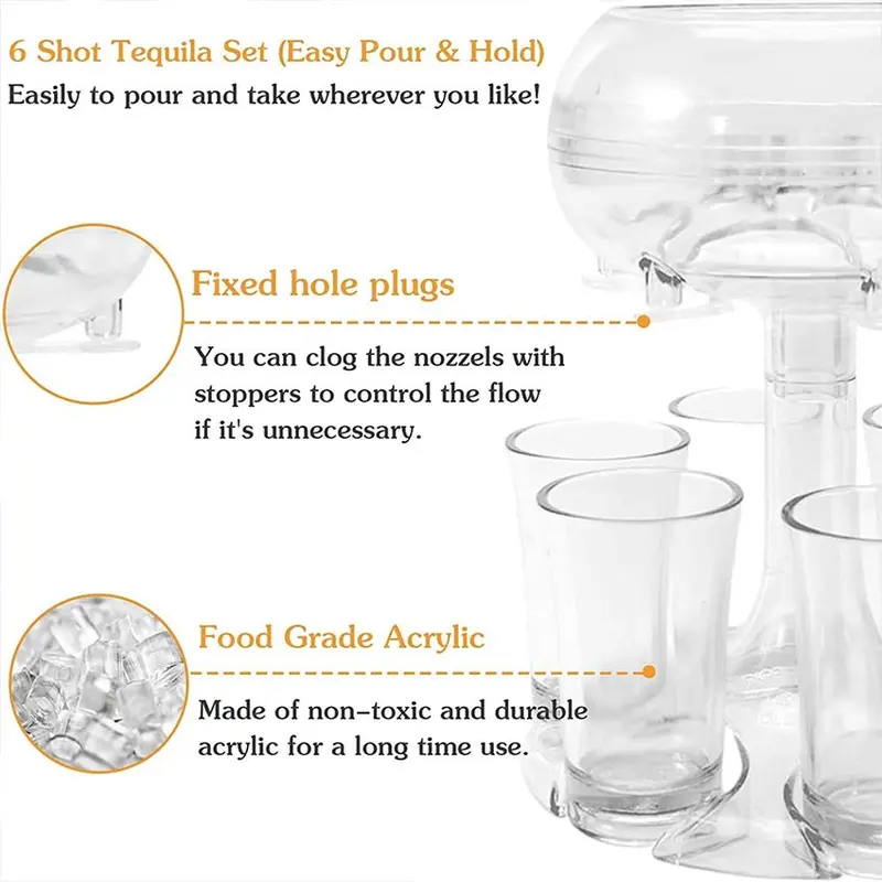 6 Shot Glass Dispenser Holder Party Beverage Drinking Games Bar Cocktail Wine Quick Filling Tool Carrier Caddy Liquor Dispenser 7