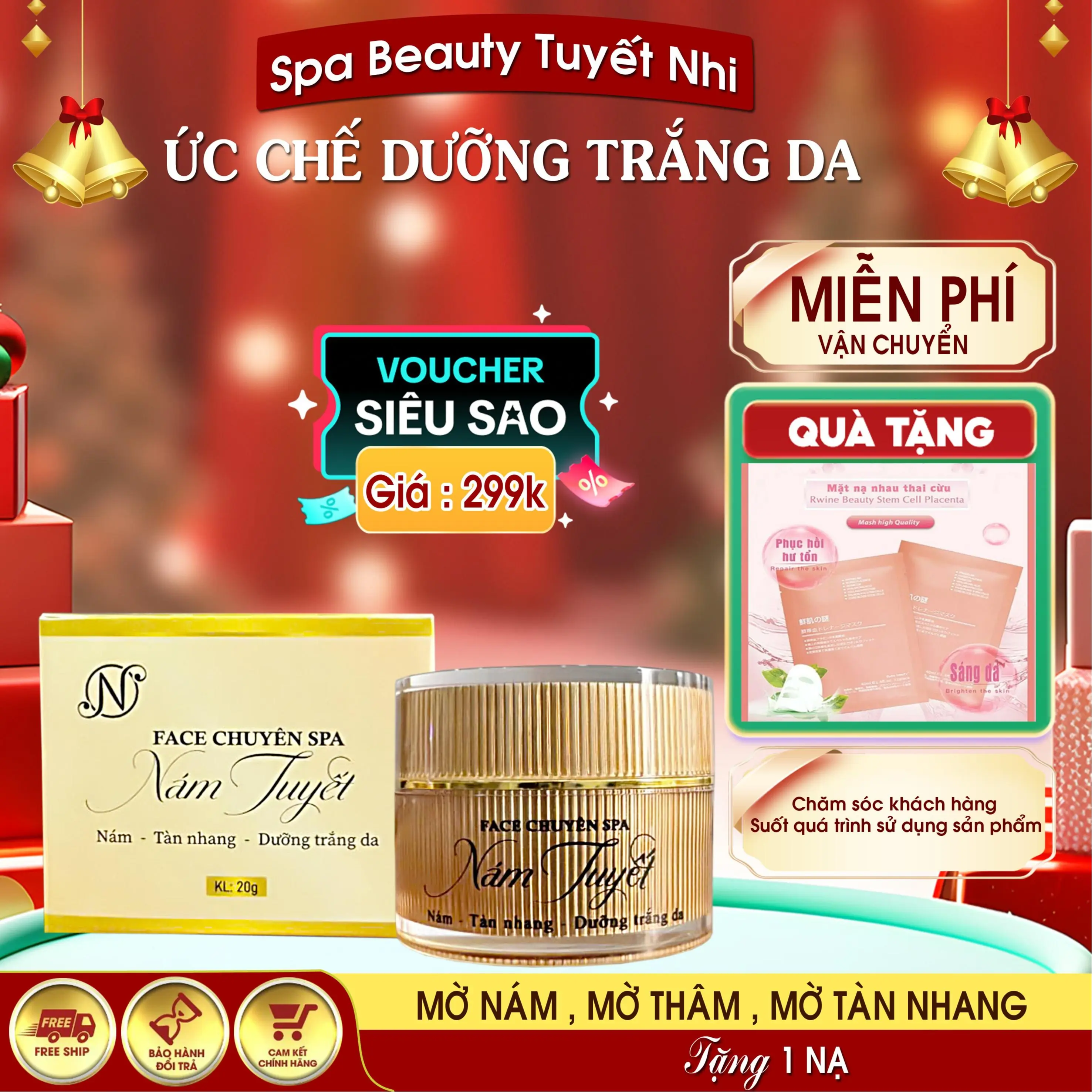 SPA ỨC CHẾ DƯỠNG TRẮNG DA - Hỗ trợ mờ thâm , mờ nám , mờ tàn nhang , làm trắng sáng da