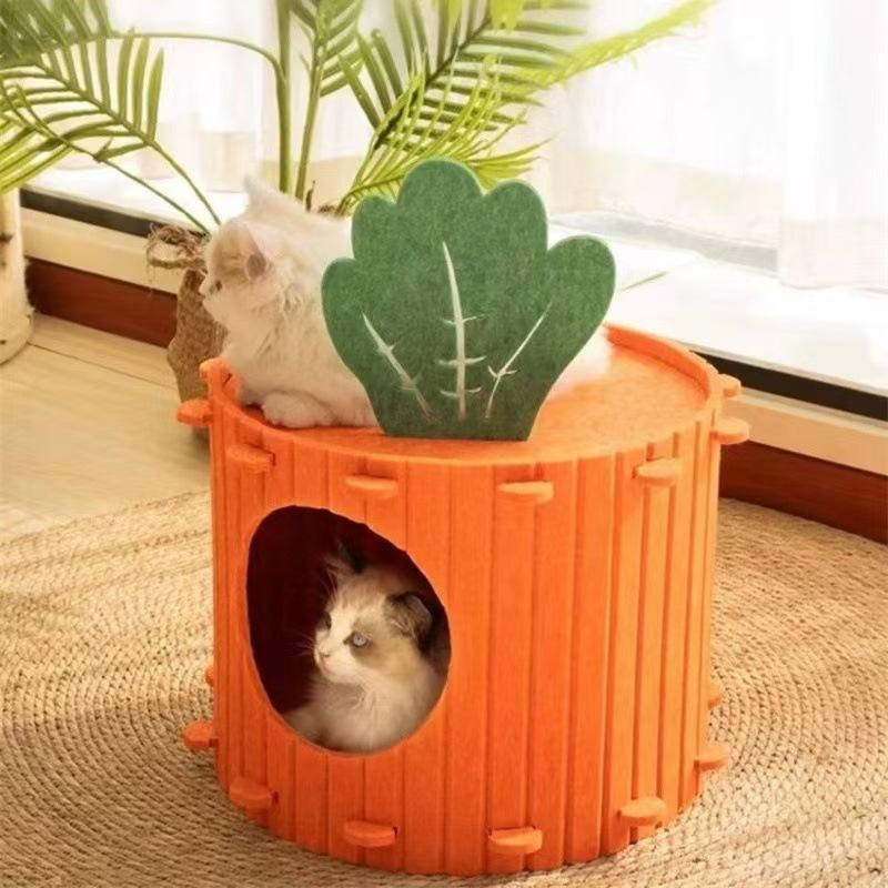 Product Introduction of Felt carrot cat nest semi-closed wear-resistant avoidance tunnel integrated four-season universal pet cats and dogs universal cats tag cattent 10