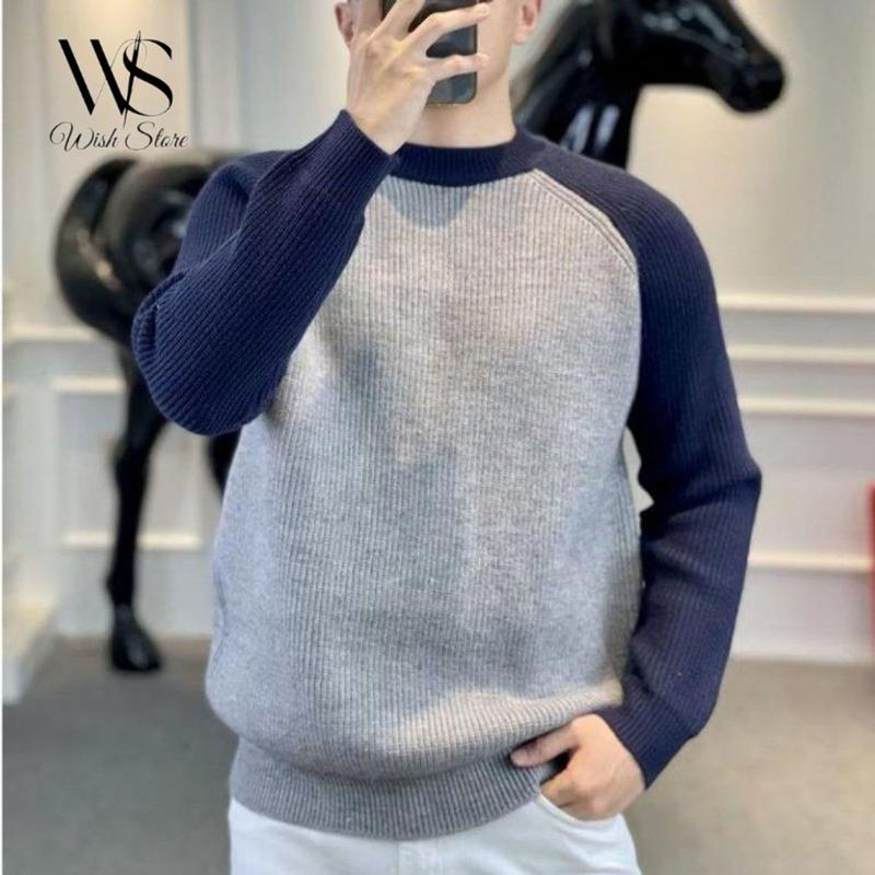 Áo sweater len nam form rộng áo len nam mùa đông, chất liệu dày dặn - Menswear Cổ Tròn Dài Tay AL05