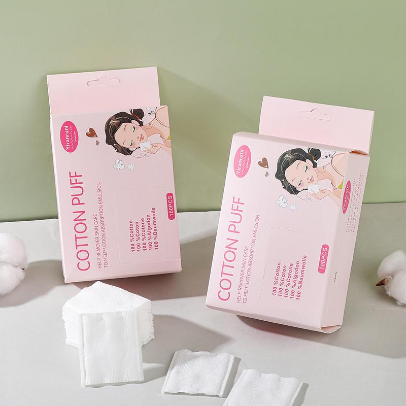 Square cotton pad 100 pieces, three-layer sandwich water-saving wet compress, disposable skin care box makeup remover cotton
