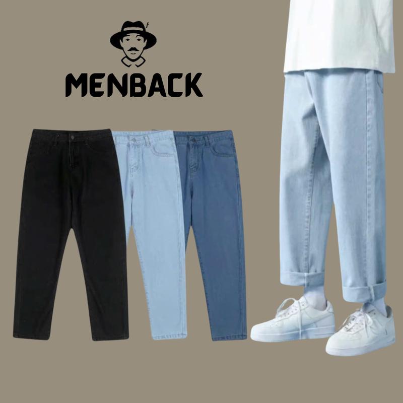 [ MENBACK ] - Quần jean nam baggy ống suôngt rộng xu hướng hottrend Menswear Pants Quần jean xanh trắng Ong Có Túi không khô sạch xxl