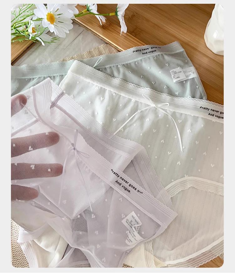 Product Introduction of [Queen's Studio] 3pcs/set Ice silk cool underwear, women's mid-waist lightweight breathable lace briefs,7A antibacterial bottom crotchy mesh panties 12
