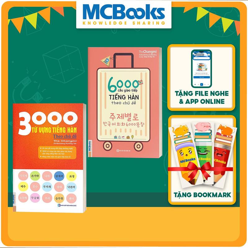Combo 6000 Câu Giao Tiếp Tiếng Hàn Theo Chủ Đề và 3000 Từ vựng tiếng Hàn theo chủ đề - Tặng Bookmark