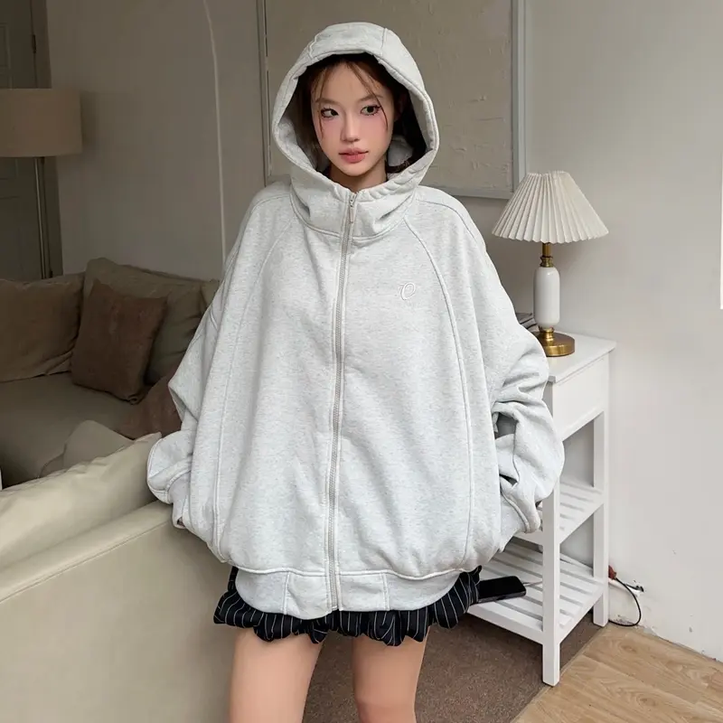 Áo Hoodie zip Nỉ Kéo Cổ Cao YC1996 - áo khoác dây kéo cổ cao thêu 5