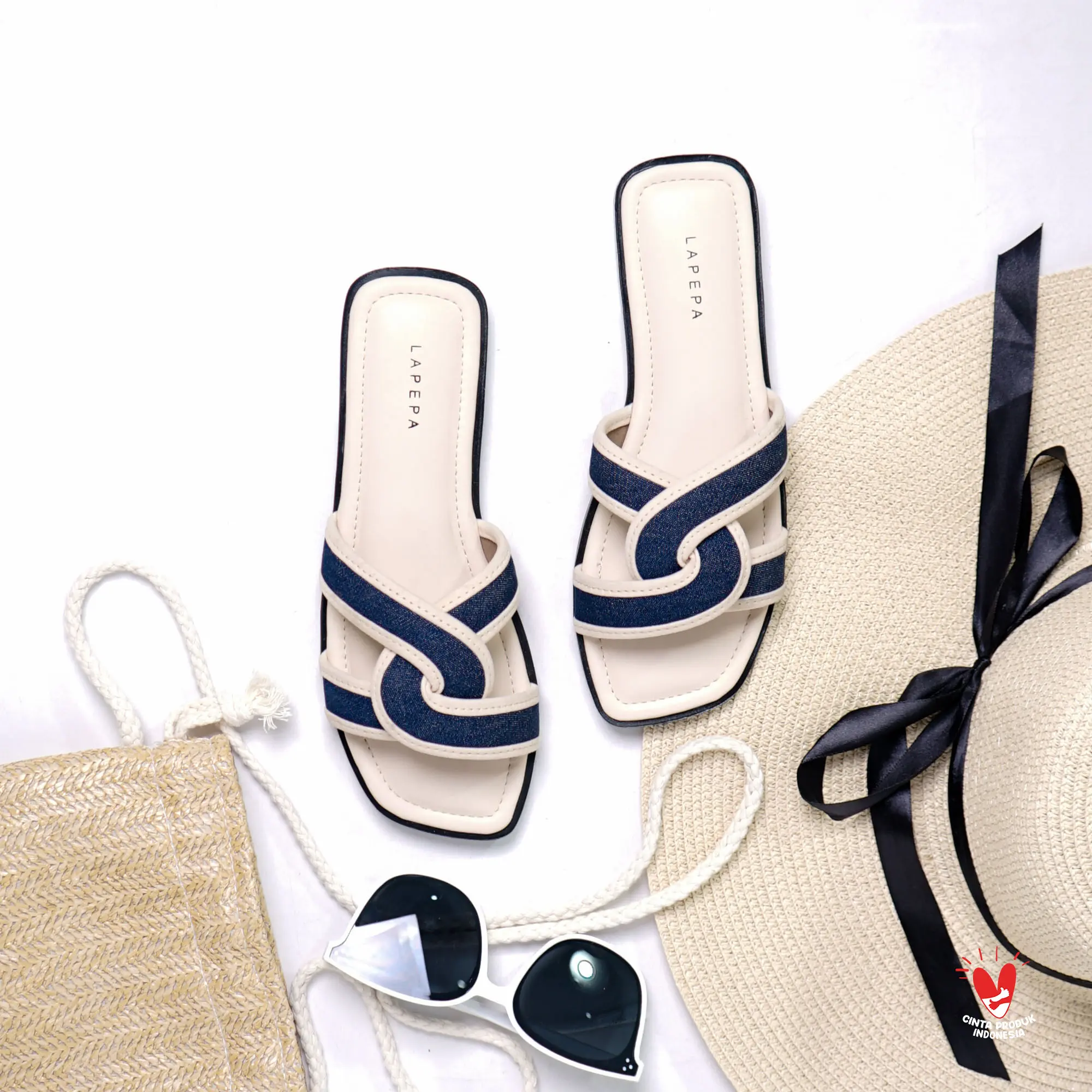 LAPEPA STORE - OLLA Cream Sandal Teplek Wanita | sandal teplek flat cewek kekinian warna krem terbaru original official store sendal lokal indonesia kualitas import korea