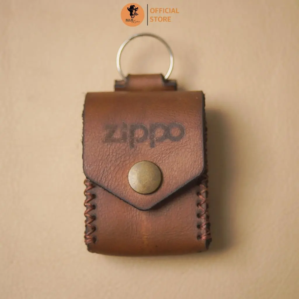 Bao Zippo siêu bền da bò màu nâu sáng - RAM Leather