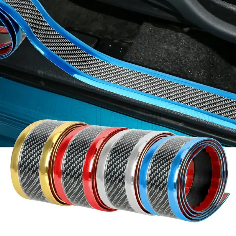 Nẹp cao su vân Carbon dán chống trầy xước xe, bậc bước chân Ô tô xe hơi, Rộng 5cm dài 1m Nhãn Dán Decal 4