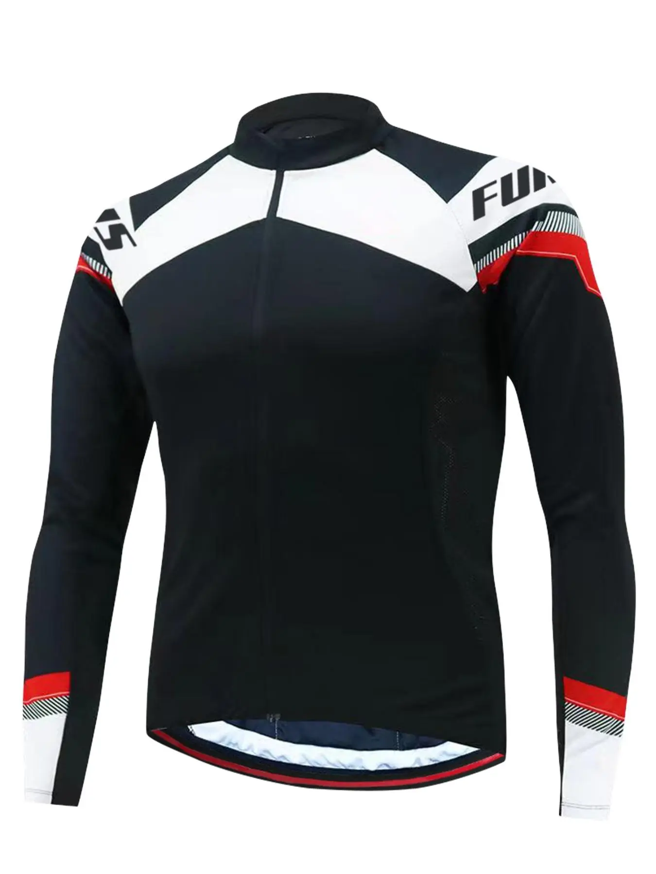 Men's Slim Fit Letter Patchwork Pocket Zipper Cycling Top, Casual Sporty Breathable Long Sleeve Top for Mountain Bike Cycling, Fashion Men's Sportswear for All Seasons