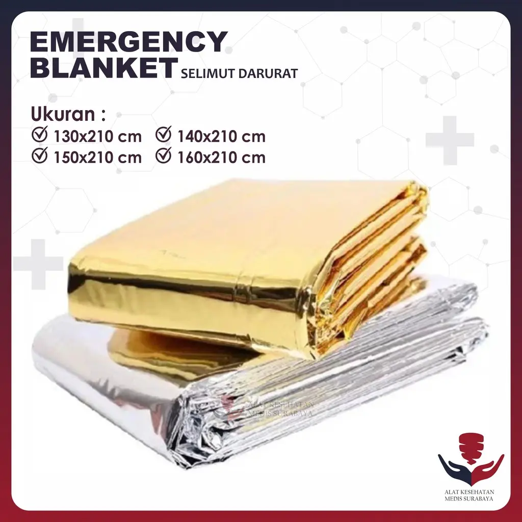 Emergency Survival Blanket Gold Silver Selimut Darurat Thermal Heat Insulation Traveling Hiking Camping Waterproof