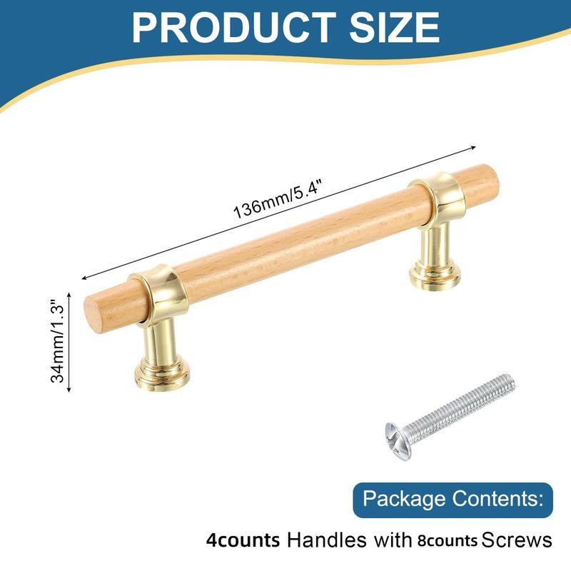 Wooden Drawer Handle with Screw, T-shaped Adjustable Wooden Drawer Handle, Double Hole Furniture Handle for Home Kitchen 1