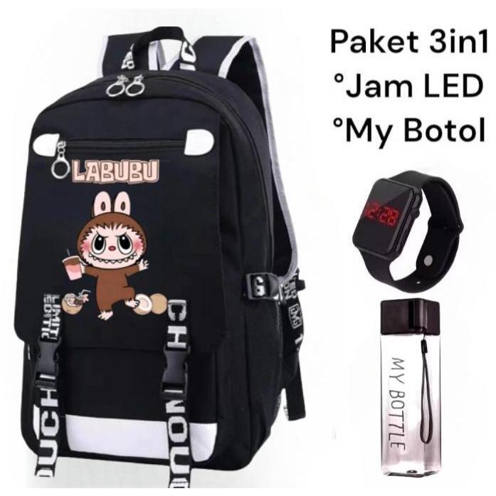 HS - TAS SEKOLAH ANAK SD TK PAUD LAKI LAKI PEREMPUAN BONEKA LABUBU TAS RANSEL SEKOLAH ANAK TAS LABUBU TAS SEKOLAH SD CEWEK FASHION TERBARU BANYAK BONUSNYA 3