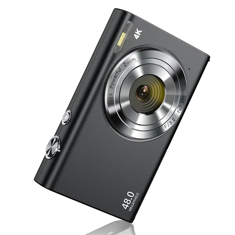48MP 4K Digital Cameras, Portable 16X Zoom Digital Cameras with 32G TF Card & Charging Cable & Operating Manual, High Definition Digital Camera for Outdoor Sports, Stocking Fillers Gift 1