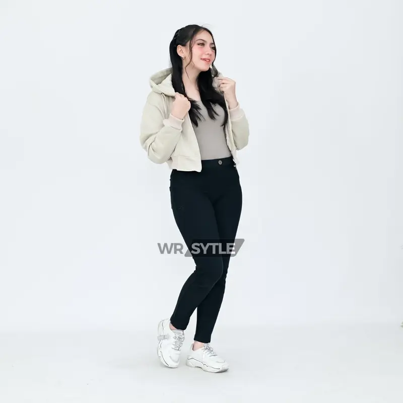 Wr Style Jaket Basic Hoodie Zipper Crop Polos Wanita Hodie Korean Style Atasan Wanita Terbaru Fleece Premium Sweater 5