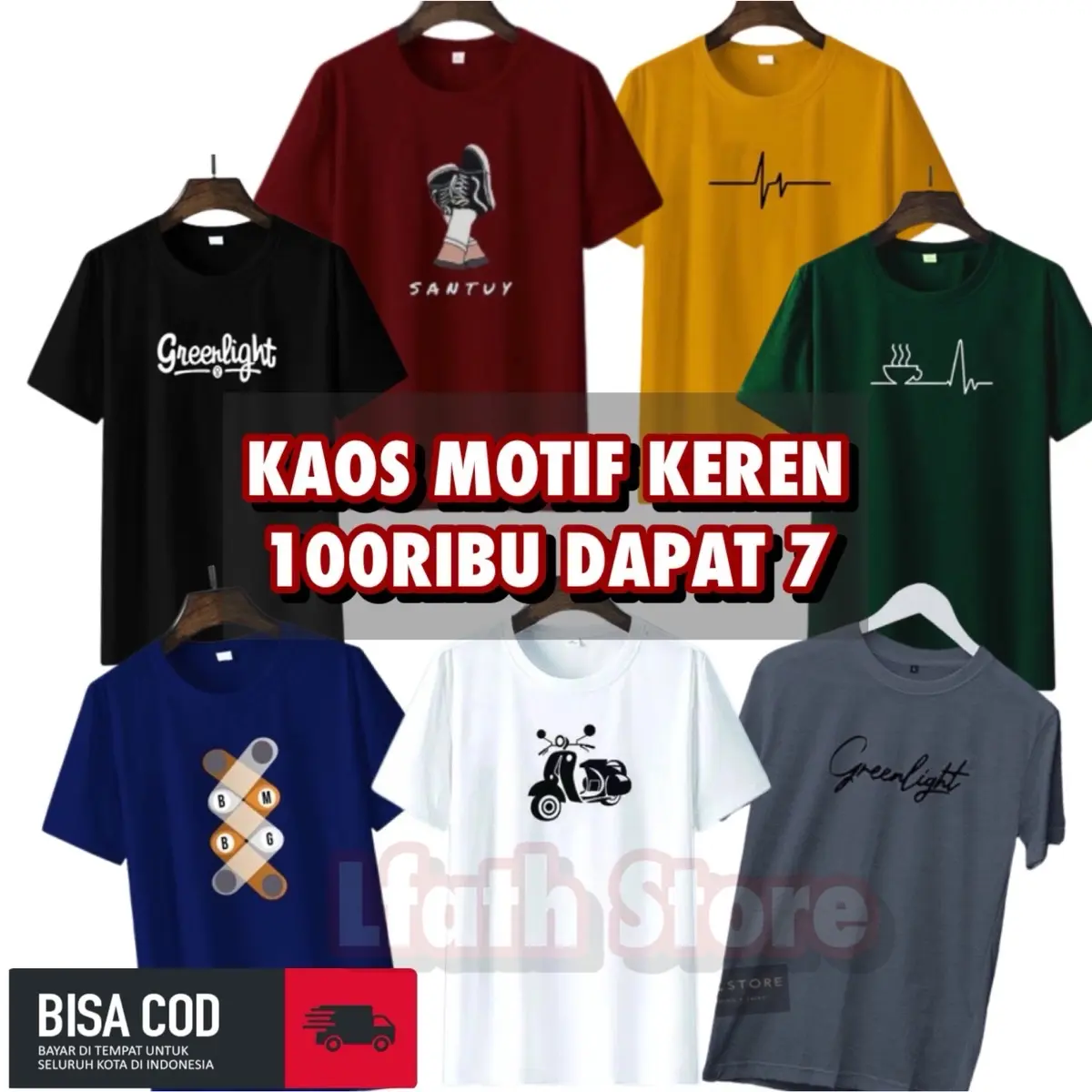 BUNDLING KAOS PRIA 100RIBUAN DAPAT 7 Santai Crew Neck Distro