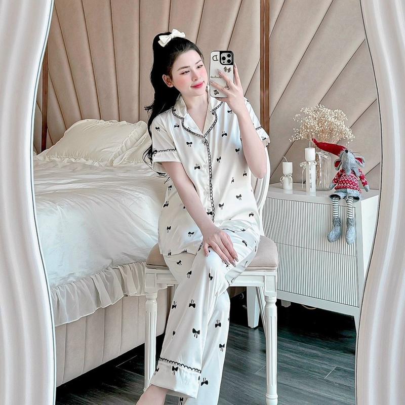 [Phom 40-55kg] Bô  Lụa chất Liệu LAtin mịn Viền Tròn, Đủ Tay NGắn , Tay Dài, Nhiều Màu Nữ Áo Women Voi 5