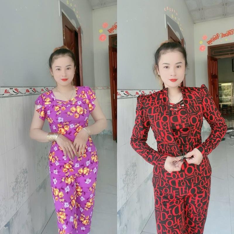 Sét bộ kèm  áo khoác quần dài ống ôm có hoa thun aty tơ