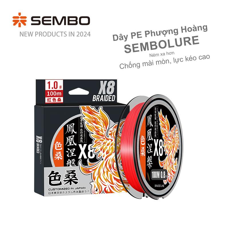 SEMBOLURE dây PE Phượng Hoàng đỏ X8 không phai màu nguyên liệu nhập khẩu Ngật Bản đường kính tiêu chuẩn, dây PE câu cá lure fishing chất lượng 0