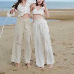 Vanessa Linen Pants trousers by kalea attire | Celana panjang wanita | Celana pantai wanita | Beach Pants | celana high waist pants Loose Pants | basic korean long trousers linen | Celana kulot pantai | Celana kulot linen Karet