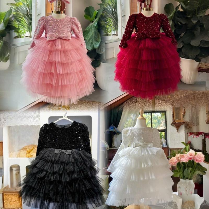  Váy Công Chúa Thiết Kế Nhung Kim Sa Cao Cấp - Đầm Công Chúa Bồng Bềnh Xinh Xăn Cho Bé 