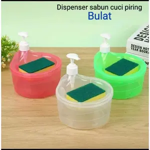 Dispenser Sabun Cuci Piring Bulat free spons bahan Plastik