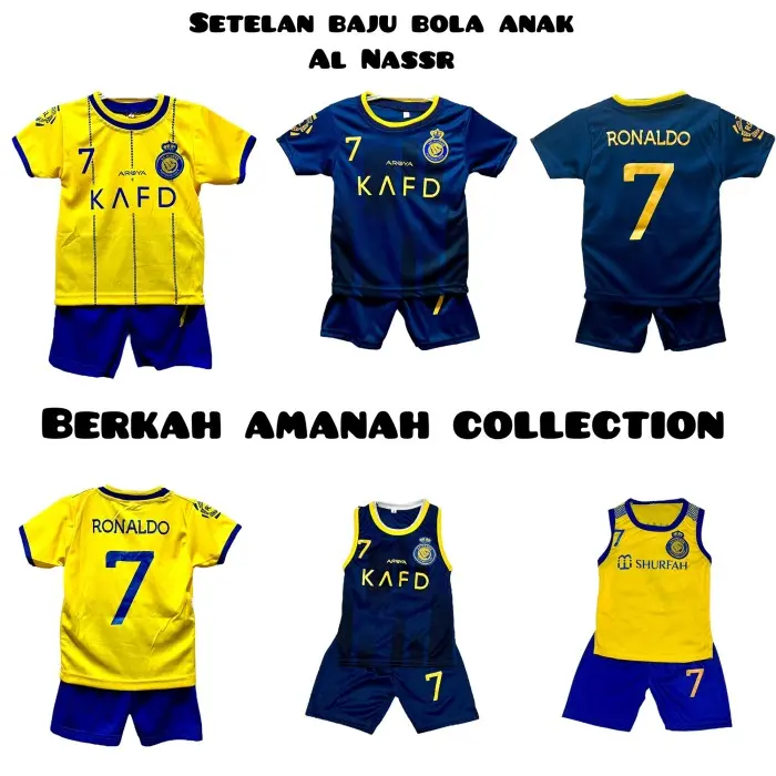H㊛NW SETELAN BAJU BOLA ANAK AL NASSR/ KAOS BOLA ANAK AL NASSR T♫7G
