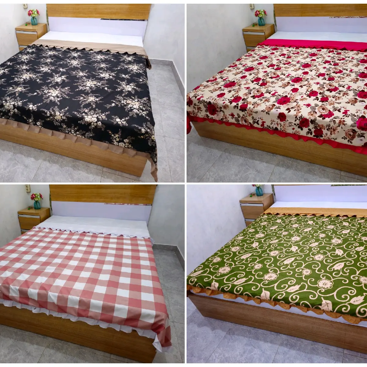 bedcover tipis tanpa busa bolak balik