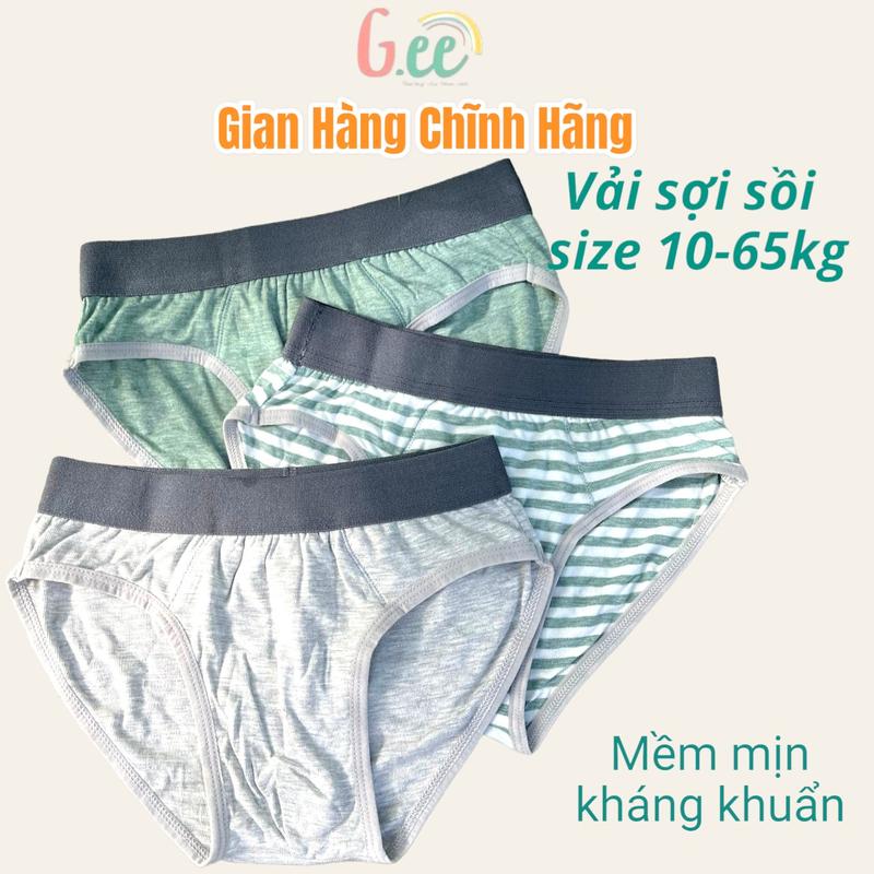 Set 3 Quần lót, sịp TAM GIÁC bé trai Gee vải sợi sồi, sợi tre an toàn, mềm mát, khử mùi, kháng khuẩn, khử mùi