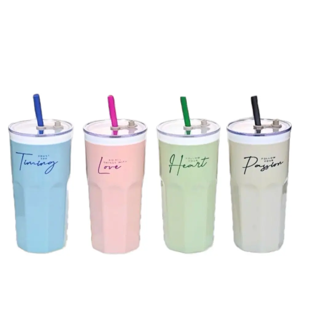 Ly không giữ nhiệt kèm ống hút sắc hè 600ml TLT