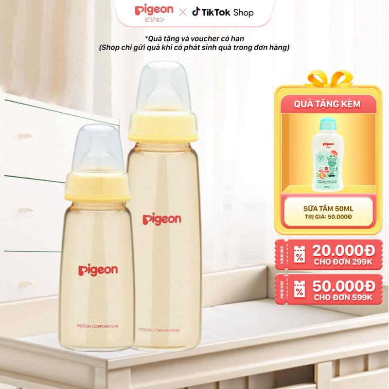 [LIVE] Sữa tắm gội jojoba 50ml kèm Bình cổ hẹp PPSU Pigeon 160ml/240ml