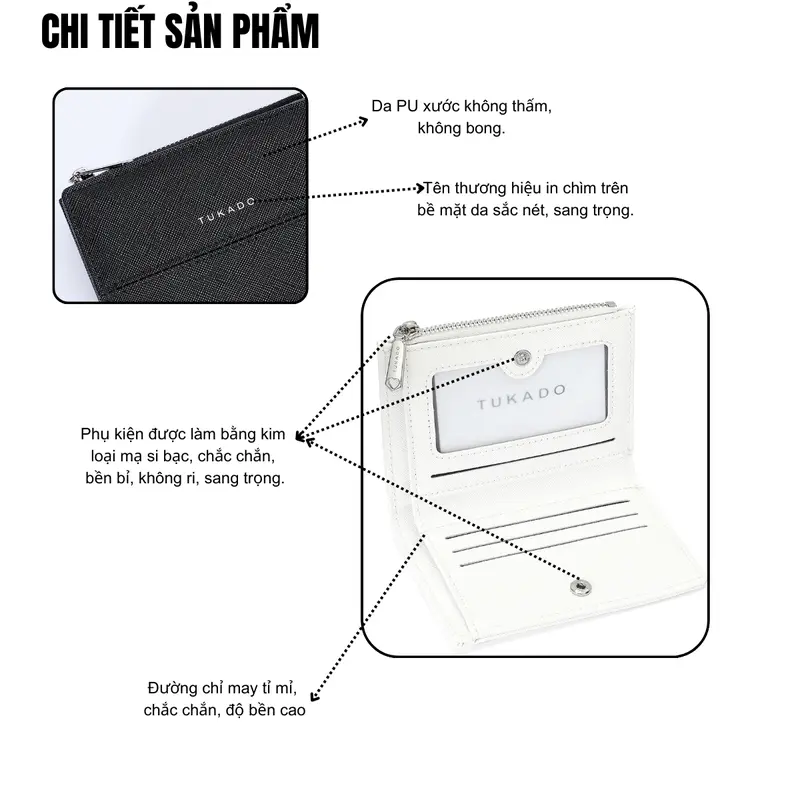 Ví Nữ Mini Cầm Tay 2 Ngăn Full Box Đựng Tiền Đựng Thẻ Da Xước Siêu Đẹp TK10 5