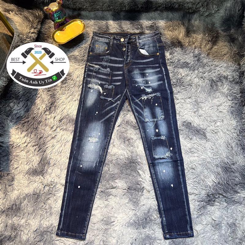 Quần bò DSQ bản đẹp , họa tiết vá bò mềm cao cấp , ống côn fom chuẩn size 28-32.