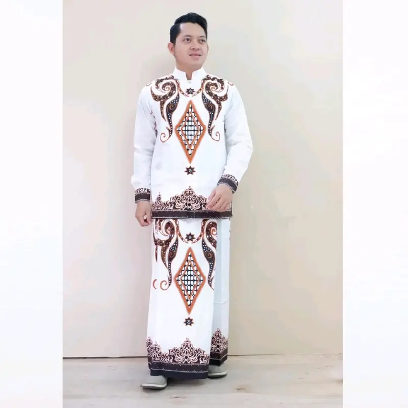 Baju kemeja koko setelan sarung batik solo full furing motif PERMATA PUTIH 4